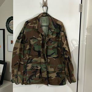 Military Camo Woodland Combat Jacket Medium